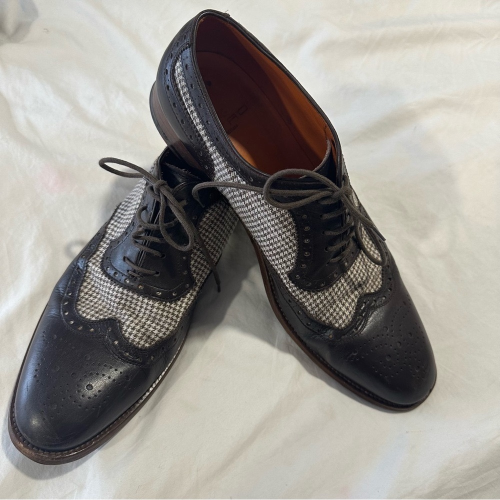 Etro Men’s Leather and Houndstooth Shoes - sz 43 - US 12